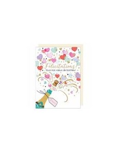 Carte double maxi 24x32 + enveloppe satinée"Félicitations ! Tous nos vœux de bonheur"" 2