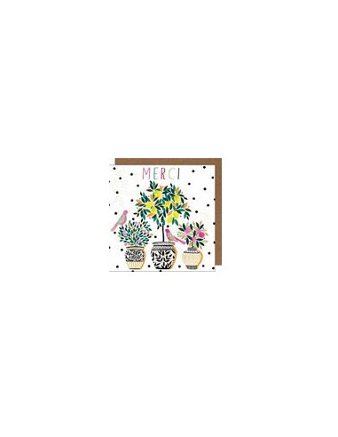 Carte double 17x17 + enveloppe "MERCI"