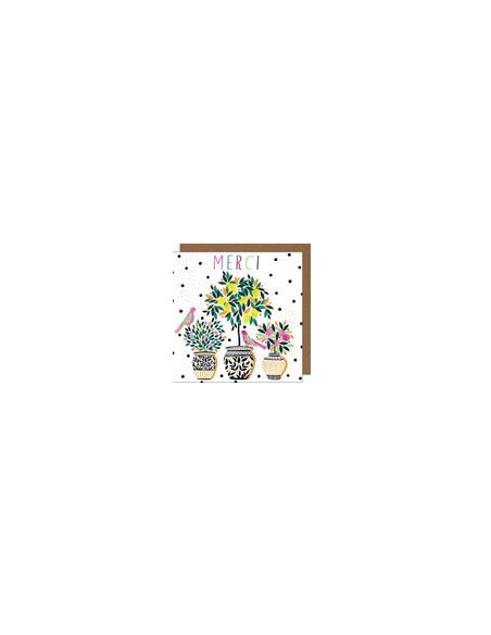 Carte double 17x17 + enveloppe "MERCI"
