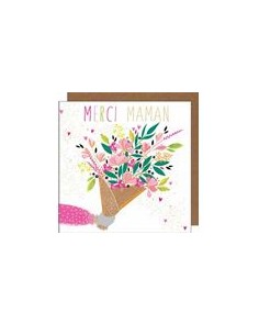 Carte double 17x17 + enveloppe "MERCI MAMAN"