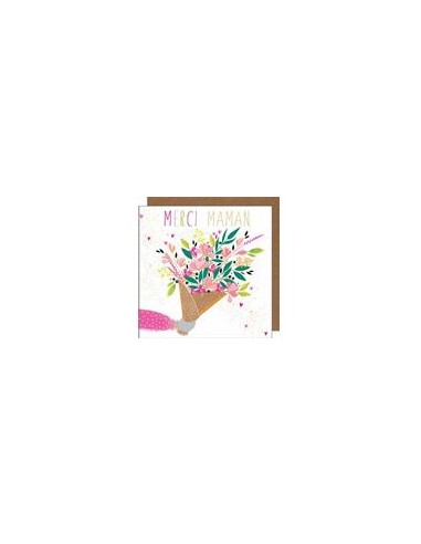 Carte double 17x17 + enveloppe "MERCI MAMAN"