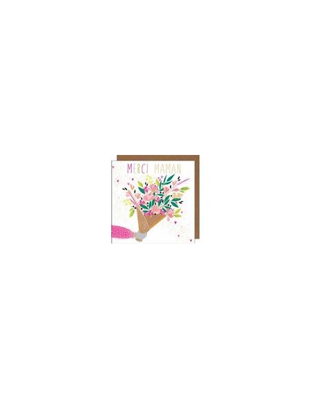 Carte double 17x17 + enveloppe "MERCI MAMAN"