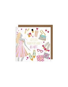 Carte double 17x17 + enveloppe "JOYEUX ANNIVERSAIRE BEAUTE"