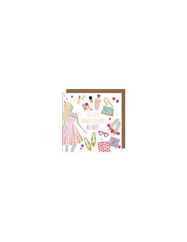 Carte double 17x17 + enveloppe "JOYEUX ANNIVERSAIRE BEAUTE"