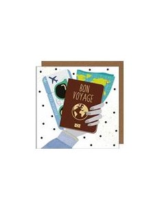 Carte double 17x17 + enveloppe "BON VOYAGE"