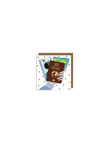 Carte double 17x17 + enveloppe "BON VOYAGE"