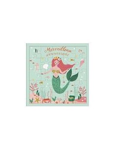 Carte PUZZLE SIRENE 17x17 + enveloppe+ mini carte "Merveilleux anniversaire"
