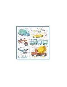 Carte PUZZLE éducatif Les Véhicules17x17"JOYEUX ANNIVERSAIRE"