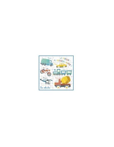 Carte PUZZLE éducatif Les Véhicules17x17"JOYEUX ANNIVERSAIRE"