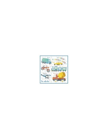 Carte PUZZLE éducatif Les Véhicules17x17"JOYEUX ANNIVERSAIRE"