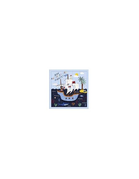Carte PUZZLE LE PETIT PIRATE 17x17 + enveloppe+ mini carte "BON ANNIVERSAIRE PIRATE ! "