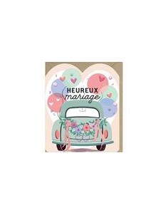 Carte double 10x12 + enveloppe "HEUREUX mariage" 2