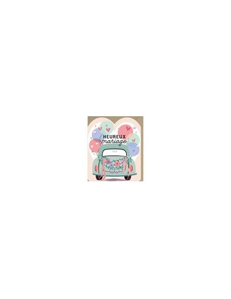 Carte double 10x12 + enveloppe "HEUREUX mariage"