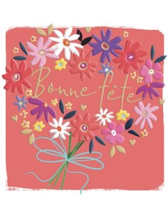 Carte double 10.5x10.5 + enveloppe dorée "Bonne fête"
