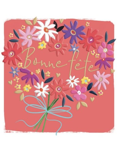 Carte double 10.5x10.5 + enveloppe dorée "Bonne fête"