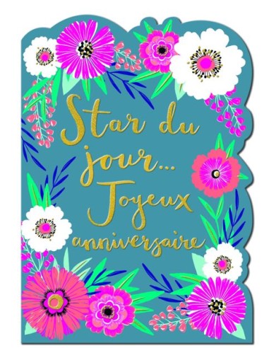 Carte double 13x15 + enveloppe "Star du jour ...Joyeux anniversaire"