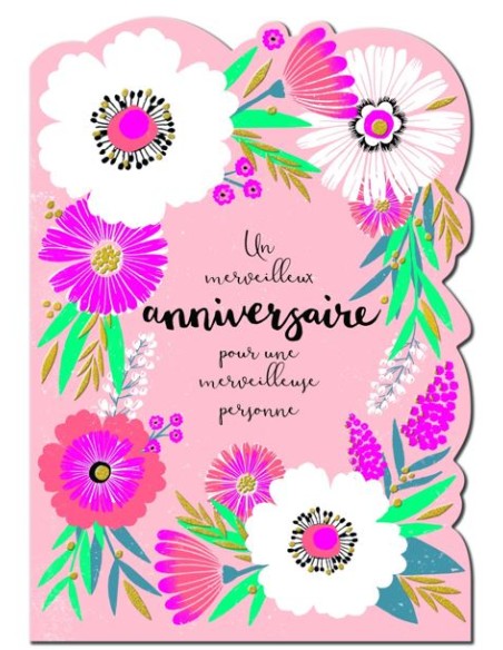 Carte double 13x17 + enveloppe "Un merveilleux anniversaire pour une merveilleuse personne"