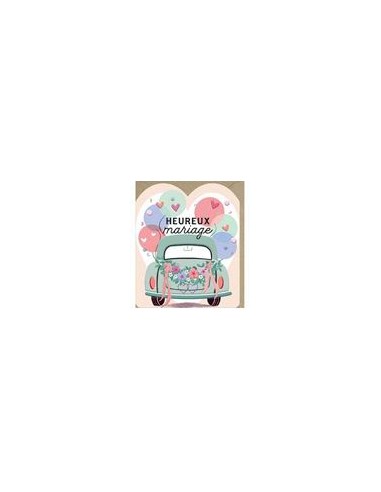 Carte double 10x12 + enveloppe "HEUREUX mariage"