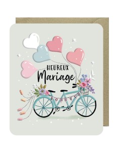 Carte double 10x12 + enveloppe" HEUREUX Mariage"