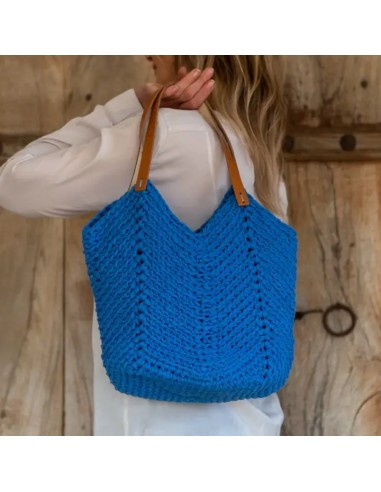 Sac fourre-tout en crochet Toscana Bleu kit complet