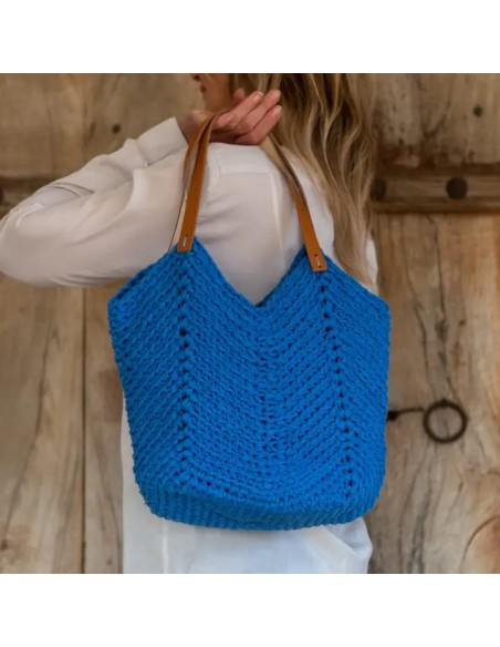 Sac fourre-tout en crochet Toscana Bleu kit complet