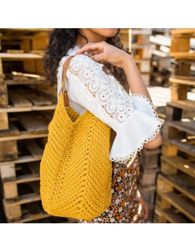 Sac fourre-tout en crochet Toscana Ocre kit complet