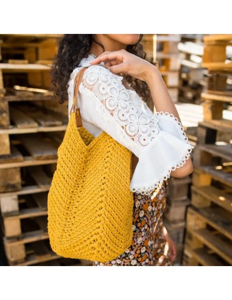 Sac fourre-tout en crochet Toscana Ocre kit complet