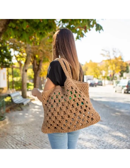 Sac crochet surdimensionné beige kit complet DIY