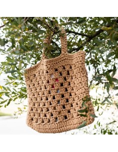 Sac crochet surdimensionné beige kit complet DIY 2