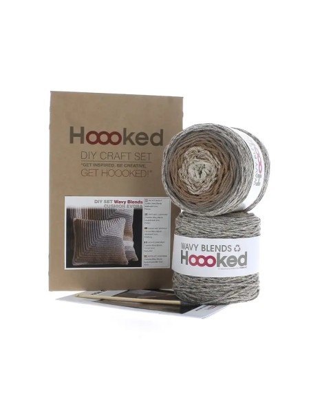 kit crochet coussin beige camel