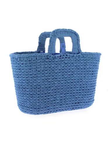 Sac Shopping au crochet  bleu impérial kit complet