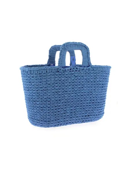 Sac Shopping au crochet  bleu impérial kit complet
