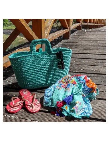 Sac Shopping au crochet  vert kit complet