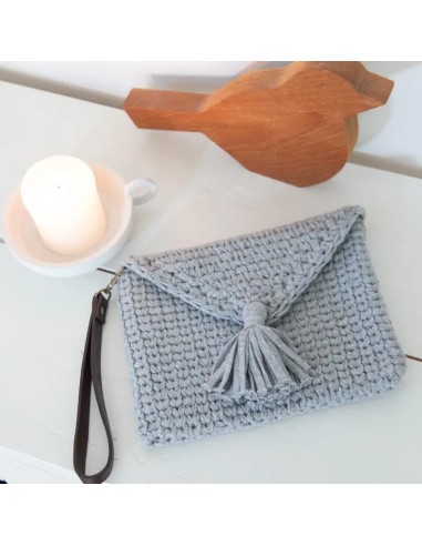 kit crochet sac gris argenté