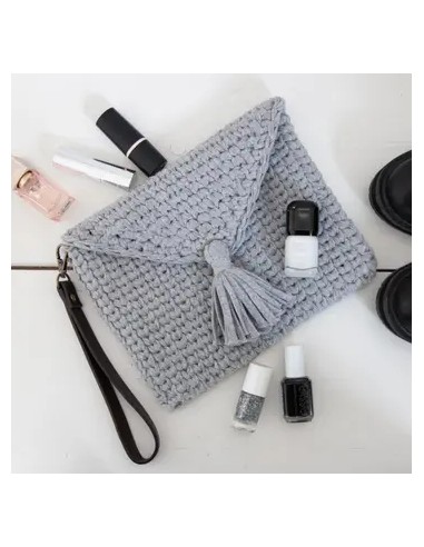 kit crochet sac gris argenté