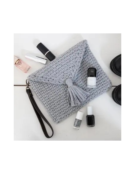 kit crochet sac gris argenté