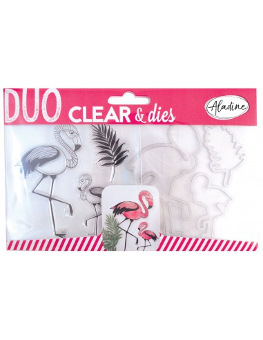 Duo clear + die cut flamand rose