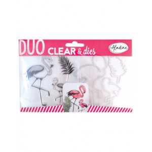 Duo clear + die cut flamand rose