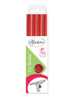 Pack 4 batons cire flexible ronds rouge