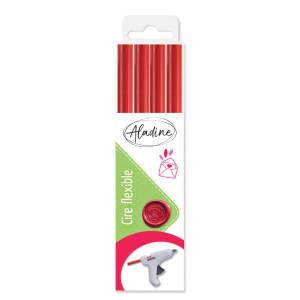 Pack 4 batons cire flexible ronds rouge