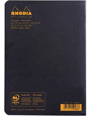 CAHIER NOIR CLASSIQUE 14,8x21cm 96Pages DOT bullet journal