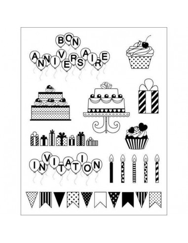 Set tampon transparent - Anniversaire