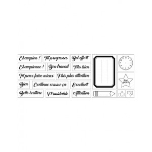 Coffret en bois personnalisable :  20 tampons bois thème Ecole