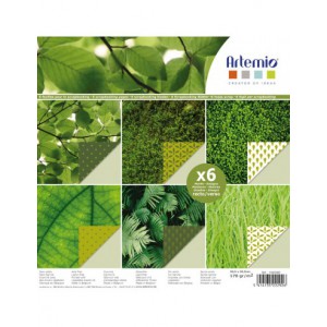 Bloc papier 30 x 30cm - 6 feuillets photos Vert - 170g/m2 - imprimé recto et verso