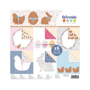 Bloc papier 30 x 30cm - Set de 6 feuillets Pâques Chocolat