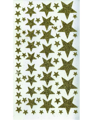 Autocollants - 14x25cm glitter stars gold