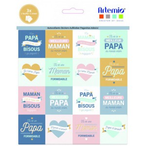 3 feuilles stickers Papa/Maman