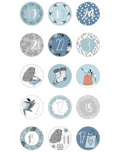 stickers ronds calendrier avent Cosy Christmas