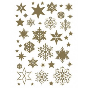 Décalcomanies feuillet format A5  - flocons gold