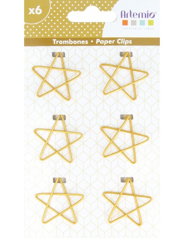 6 tombones - paper clip étoile 30x30mm